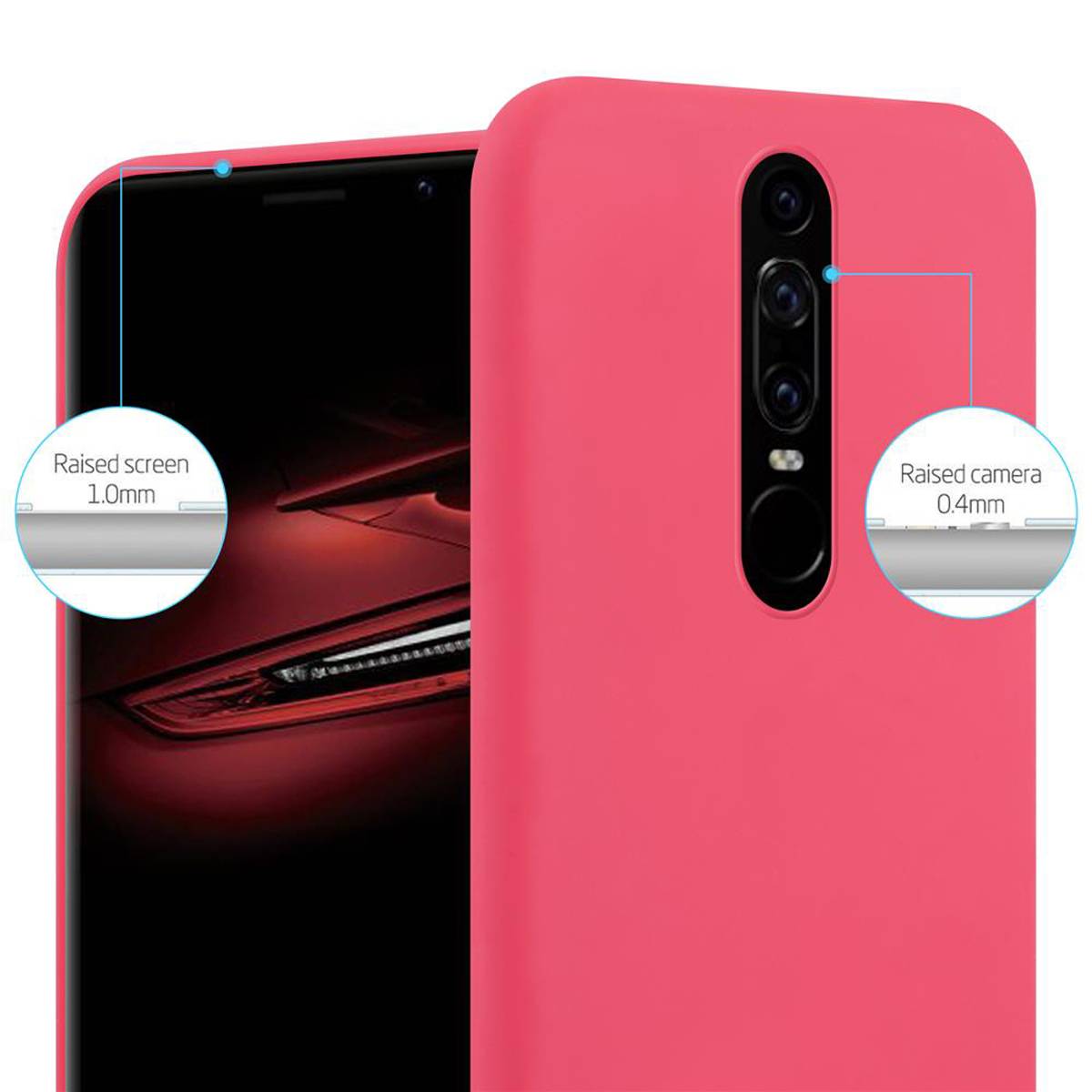 Cadorabo Hülle für Huawei MATE RS Schutzhülle in Rot Handyhülle TPU Silikon Etui Case Cover