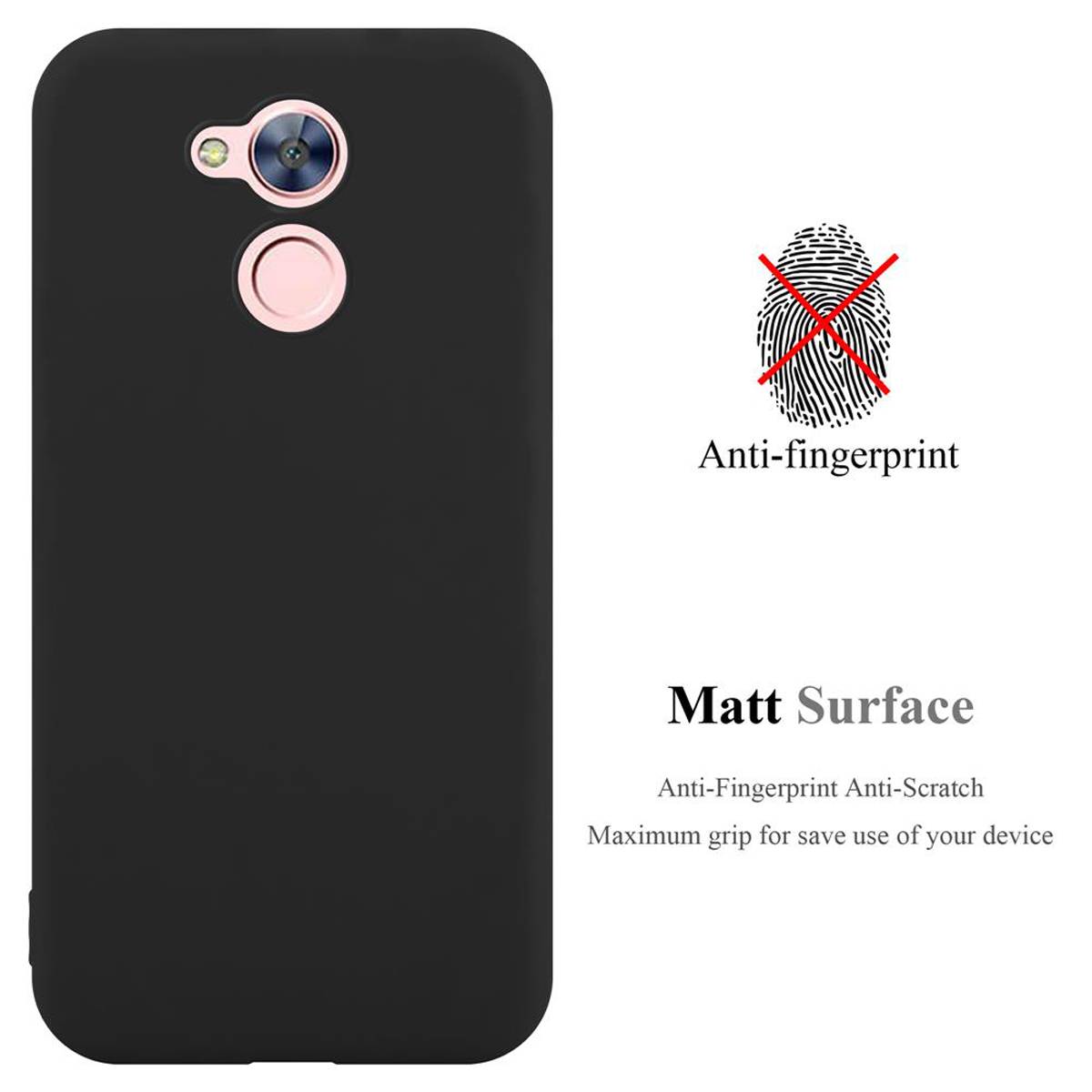 Cadorabo Hülle für Honor 6A PRO / 5C PRO Schutzhülle in Schwarz Handyhülle TPU Silikon Etui Case Cover