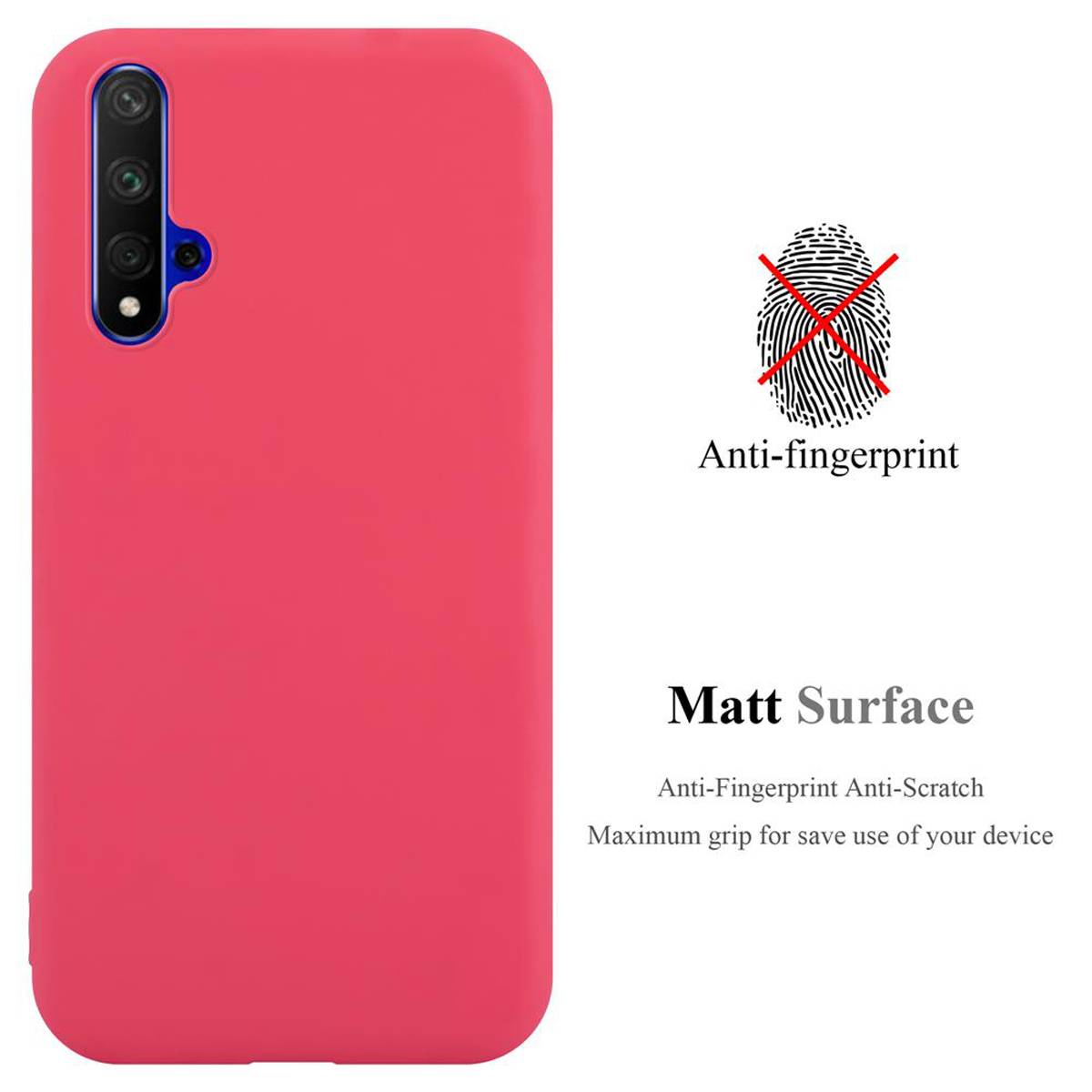 Cadorabo Hülle für Honor 20 / 20S / Huawei NOVA 5T Schutzhülle in Rot Handyhülle TPU Silikon Etui Case Cover