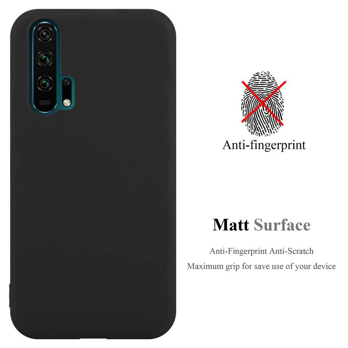 Cadorabo Hülle für Honor 20 PRO Schutzhülle in Schwarz Handyhülle TPU Silikon Etui Case Cover