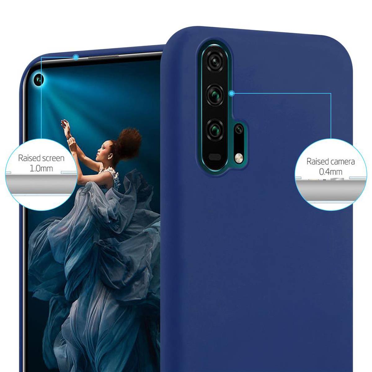 Cadorabo Hülle für Honor 20 PRO Schutzhülle in Blau Handyhülle TPU Silikon Etui Case Cover