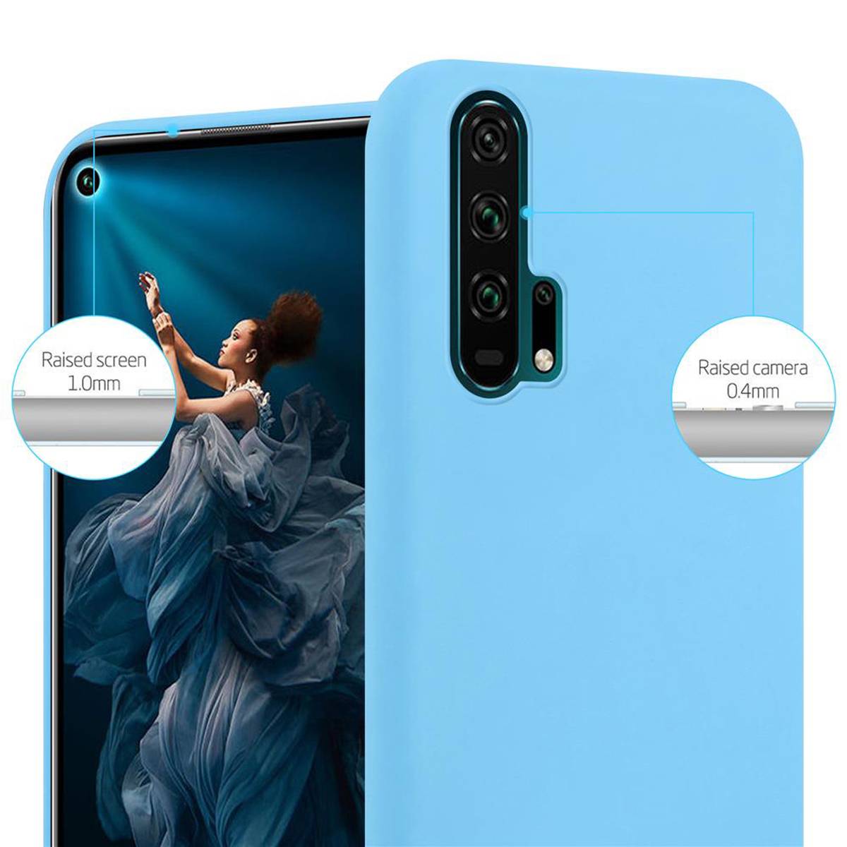 Cadorabo Hülle für Honor 20 PRO Schutzhülle in Blau Handyhülle TPU Silikon Etui Case Cover