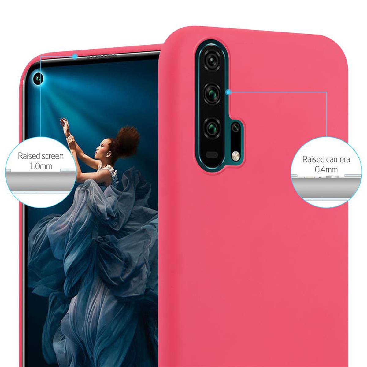 Cadorabo Hülle für Honor 20 PRO Schutzhülle in Rot Handyhülle TPU Silikon Etui Case Cover