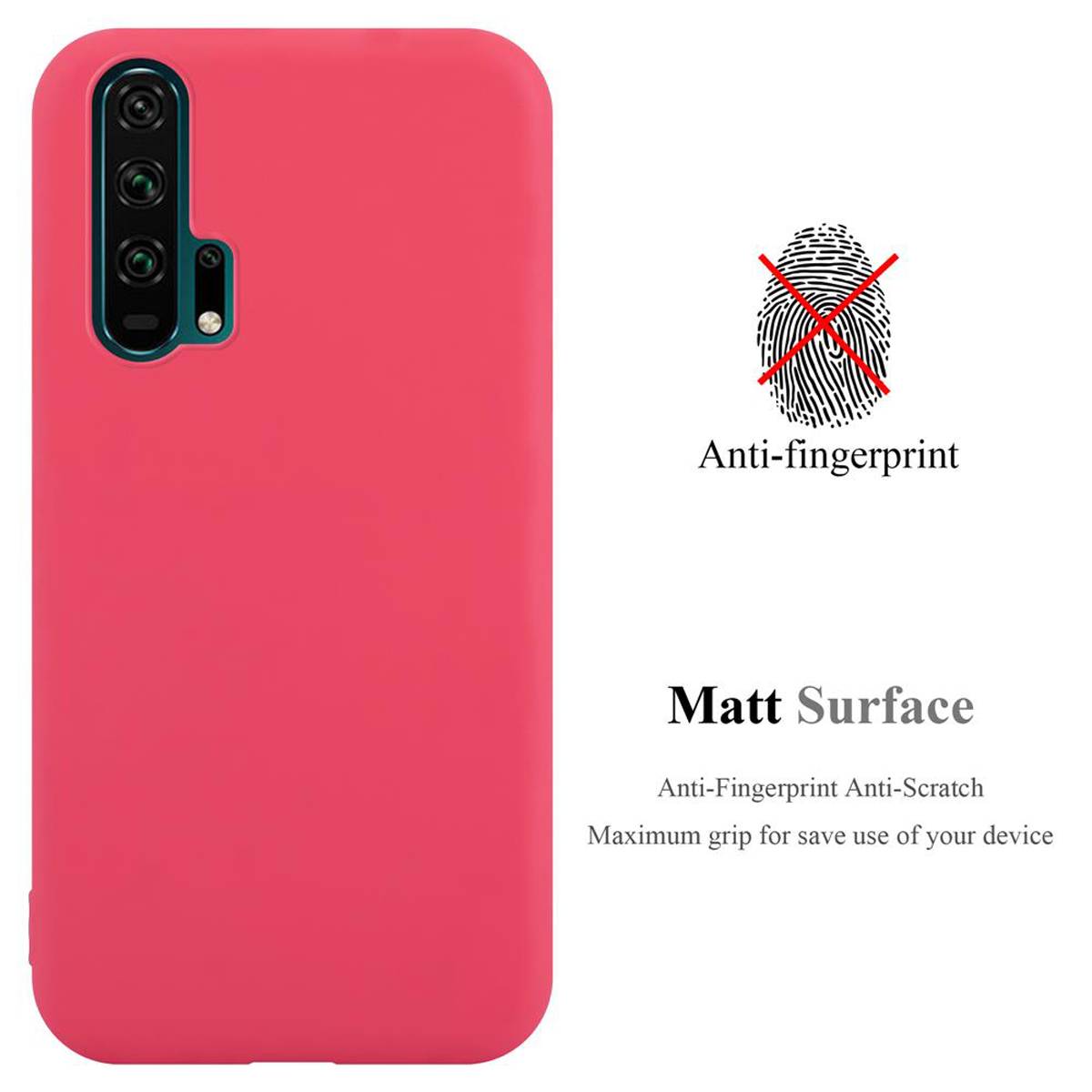 Cadorabo Hülle für Honor 20 PRO Schutzhülle in Rot Handyhülle TPU Silikon Etui Case Cover