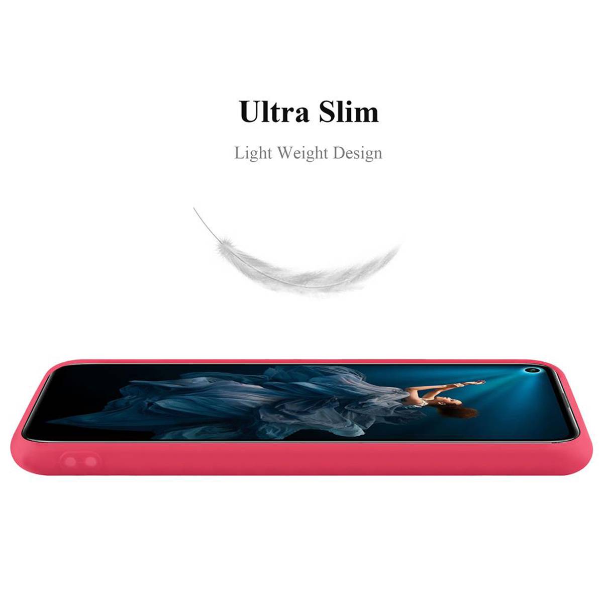 Cadorabo Hülle für Honor 20 PRO Schutzhülle in Rot Handyhülle TPU Silikon Etui Case Cover