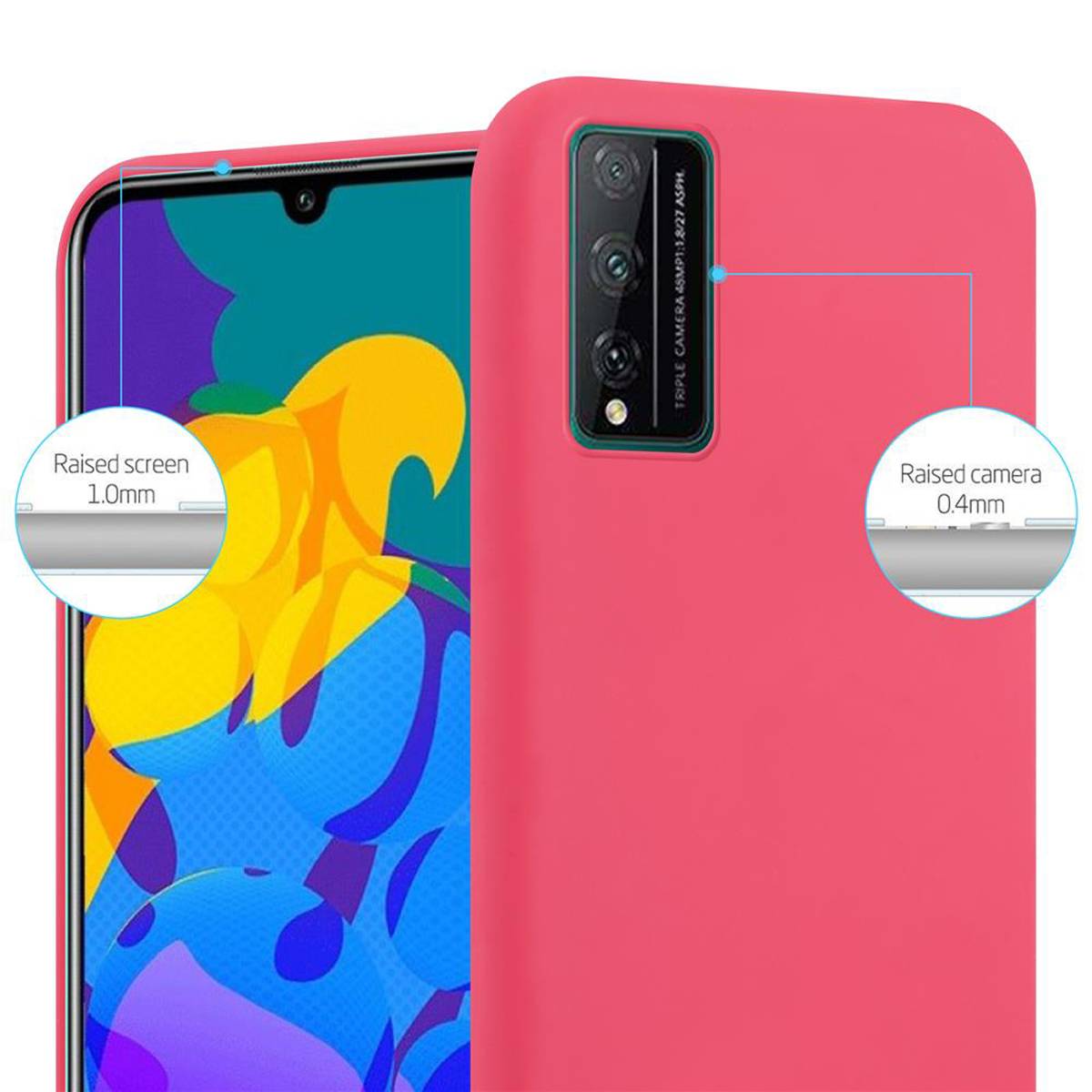 Cadorabo Hülle für Honor PLAY 4T PRO Schutzhülle in Rot Handyhülle TPU Silikon Etui Case Cover