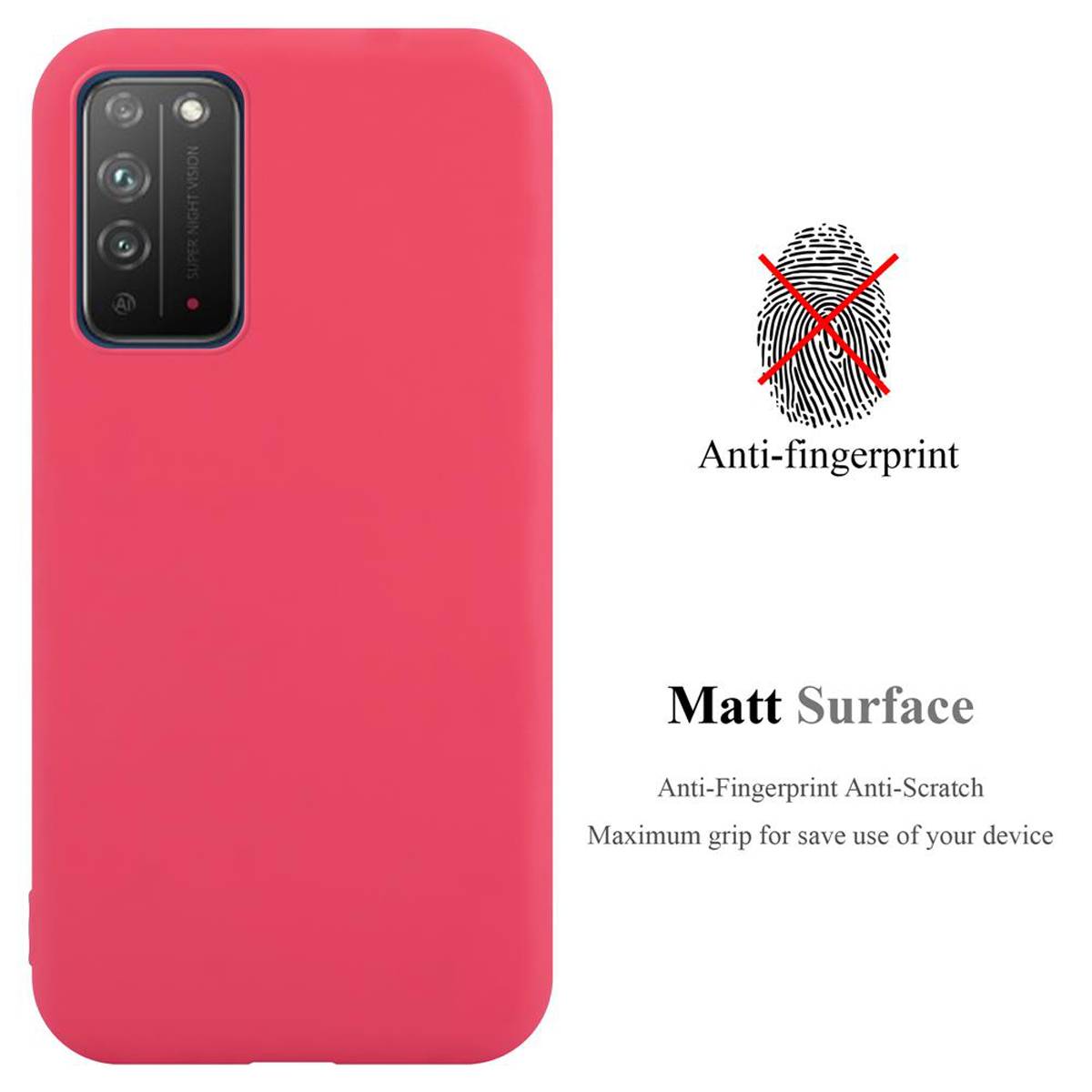 Cadorabo Hülle für Honor X10 Schutzhülle in Rot Handyhülle TPU Silikon Etui Case Cover