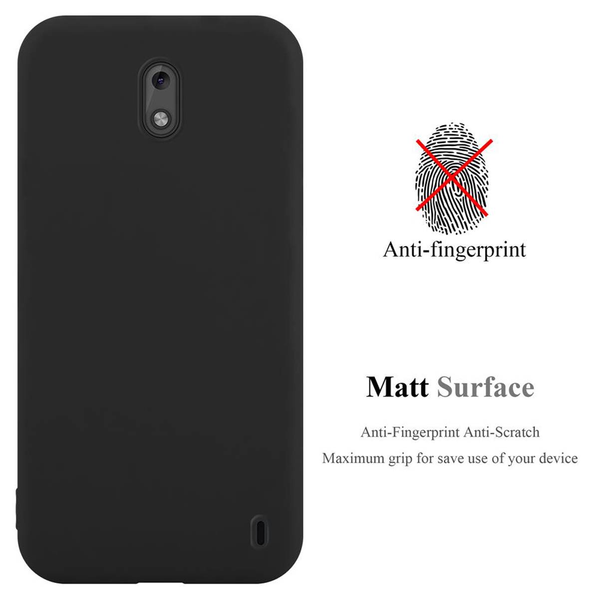 Cadorabo Hülle für Nokia 2 2017 Schutzhülle in Schwarz Handyhülle TPU Silikon Etui Case Cover