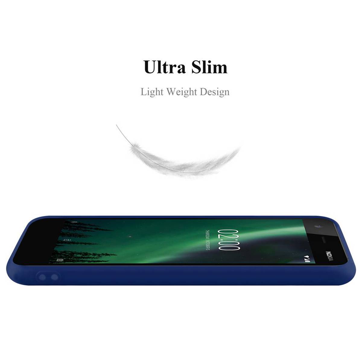 Cadorabo Hülle für Nokia 2 2017 Schutzhülle in Blau Handyhülle TPU Silikon Etui Case Cover