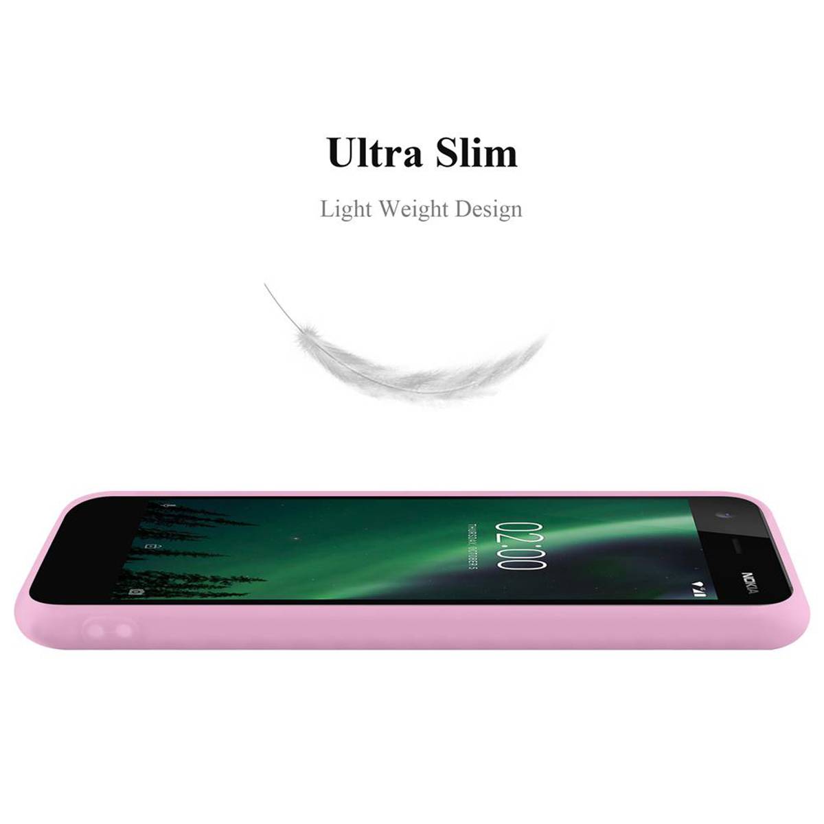 Cadorabo Hülle für Nokia 2 2017 Schutzhülle in Rosa Handyhülle TPU Silikon Etui Case Cover