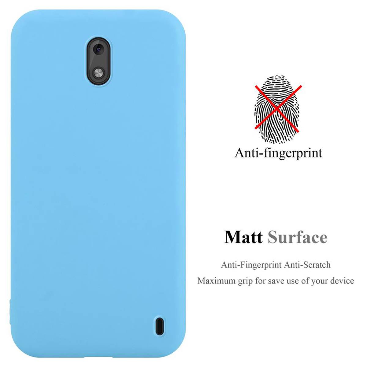 Cadorabo Hülle für Nokia 2 2017 Schutzhülle in Blau Handyhülle TPU Silikon Etui Case Cover
