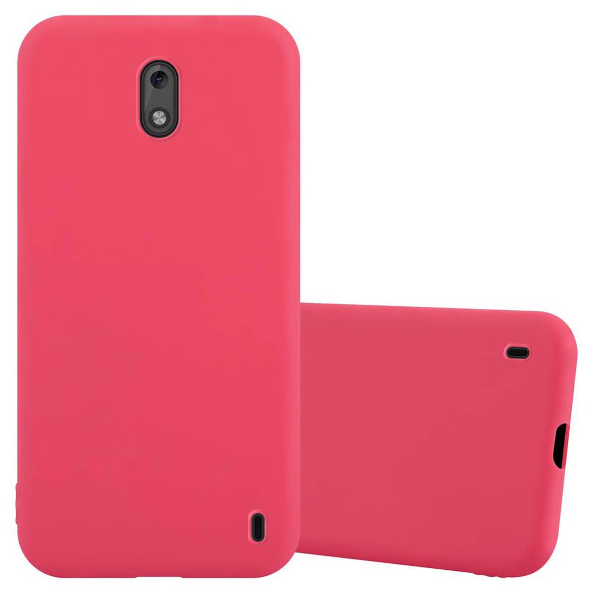 Cadorabo Hülle für Nokia 2 2017 Schutzhülle in Rot Handyhülle TPU Silikon Etui Case Cover