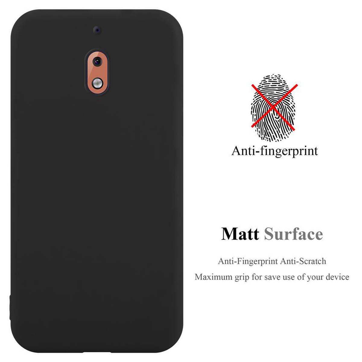 Cadorabo Hülle für Nokia 2.1 Schutzhülle in Schwarz Handyhülle TPU Silikon Etui Case Cover