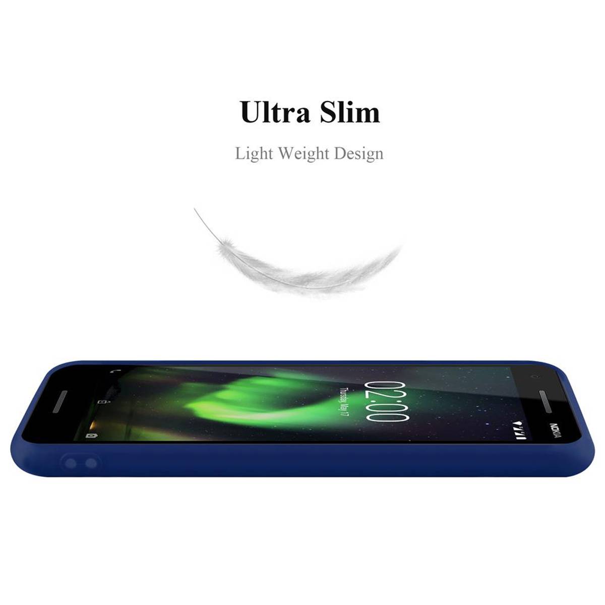 Cadorabo Hülle für Nokia 2.1 Schutzhülle in Blau Handyhülle TPU Silikon Etui Case Cover
