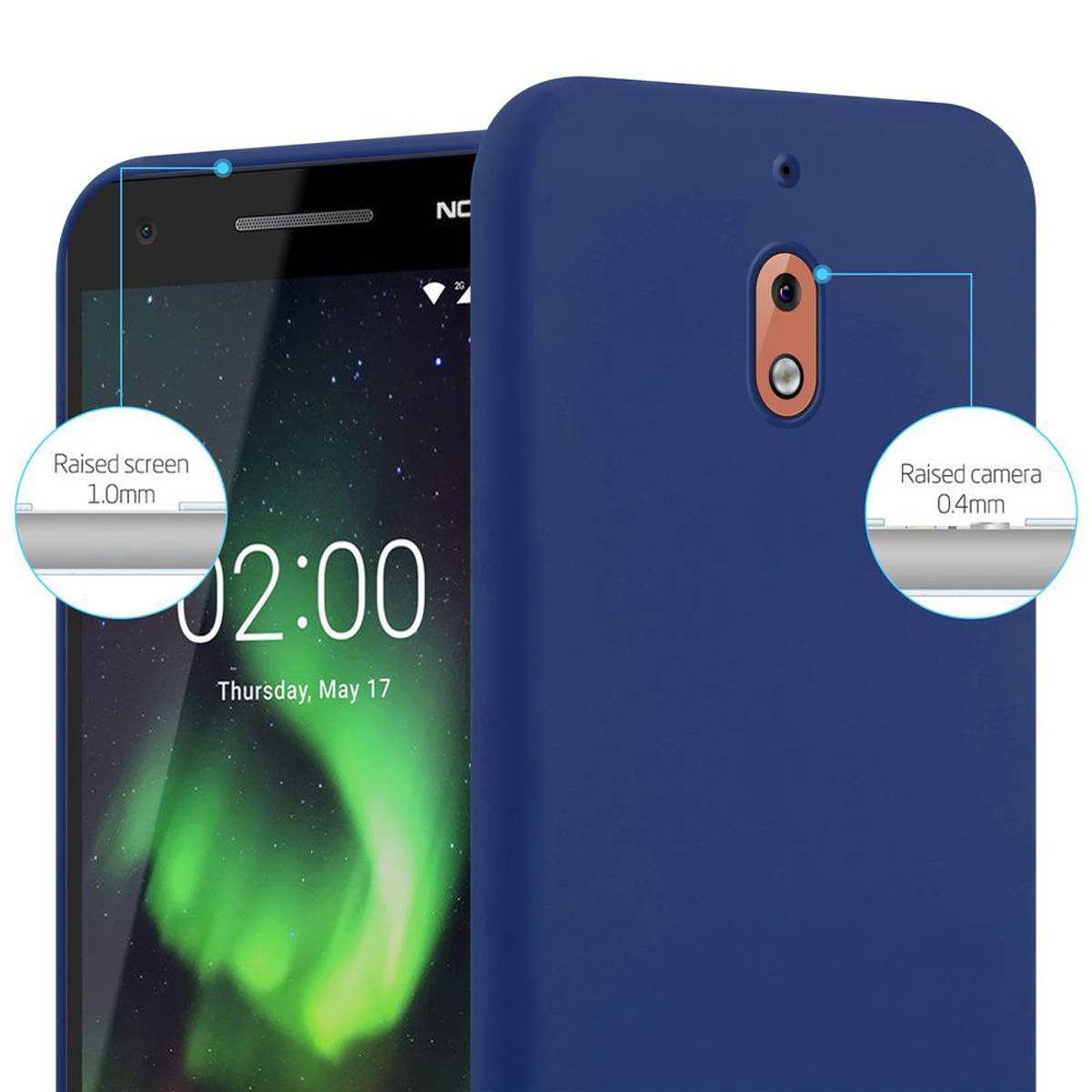 Cadorabo Hülle für Nokia 2.1 Schutzhülle in Blau Handyhülle TPU Silikon Etui Case Cover
