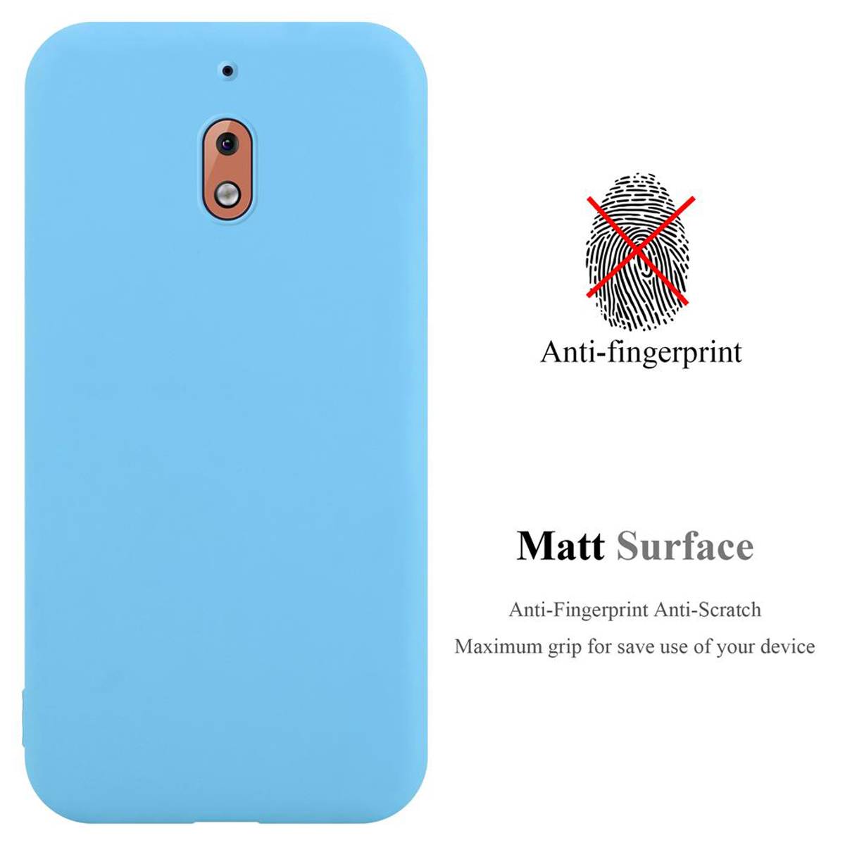 Cadorabo Hülle für Nokia 2.1 Schutzhülle in Blau Handyhülle TPU Silikon Etui Case Cover