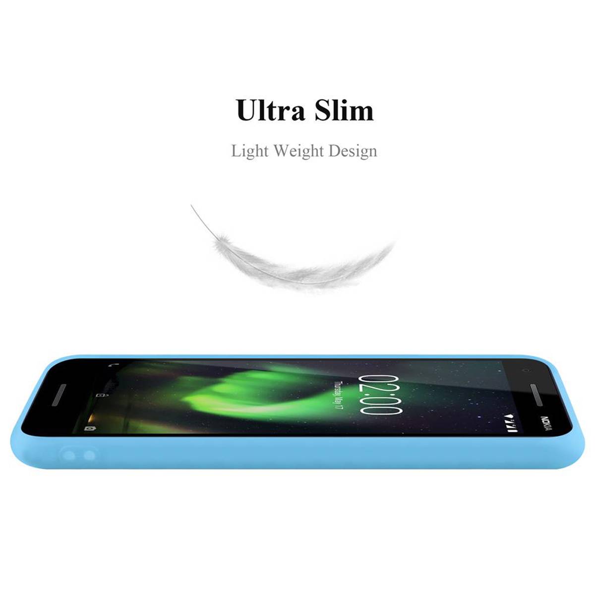 Cadorabo Hülle für Nokia 2.1 Schutzhülle in Blau Handyhülle TPU Silikon Etui Case Cover