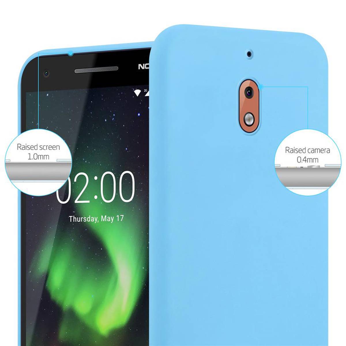 Cadorabo Hülle für Nokia 2.1 Schutzhülle in Blau Handyhülle TPU Silikon Etui Case Cover