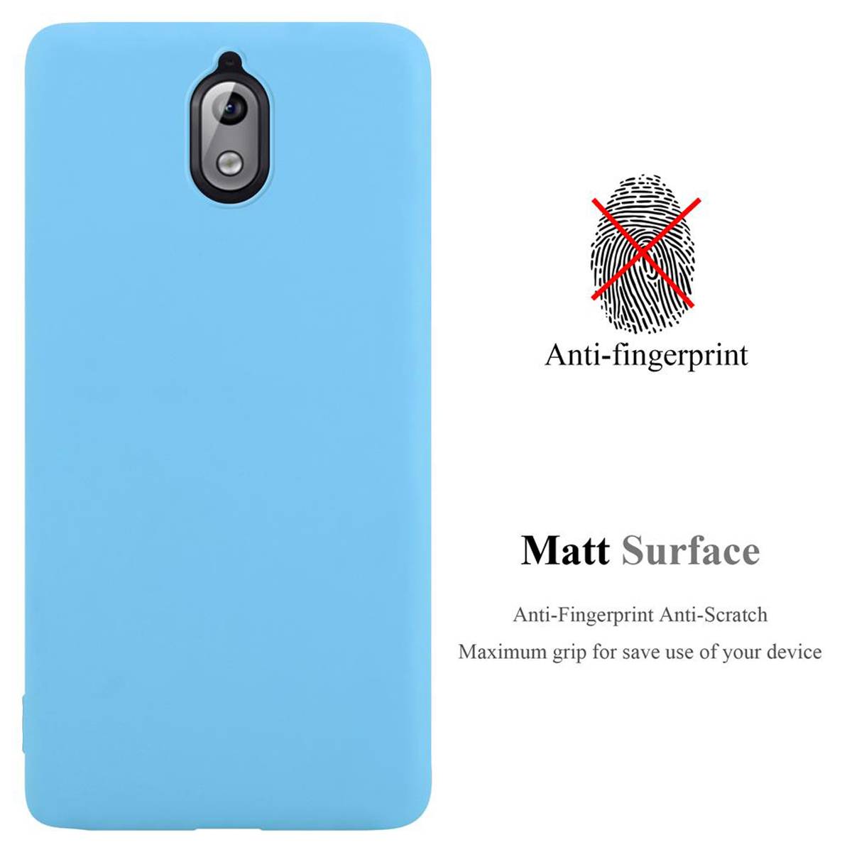 Cadorabo Hülle für Nokia 3.1 Schutzhülle in Blau Handyhülle TPU Silikon Etui Case Cover