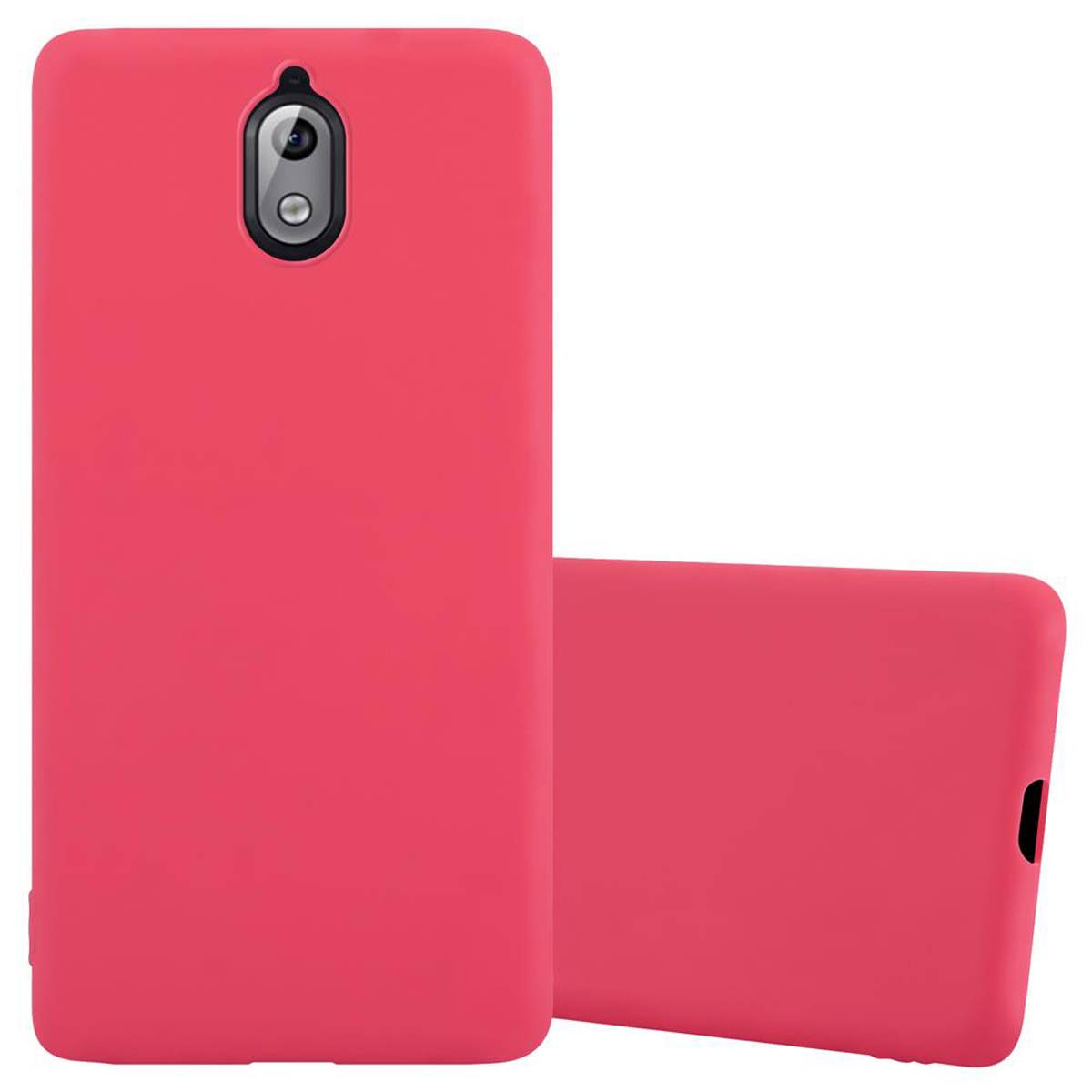 Cadorabo Hülle für Nokia 3.1 Schutzhülle in Rot Handyhülle TPU Silikon Etui Case Cover