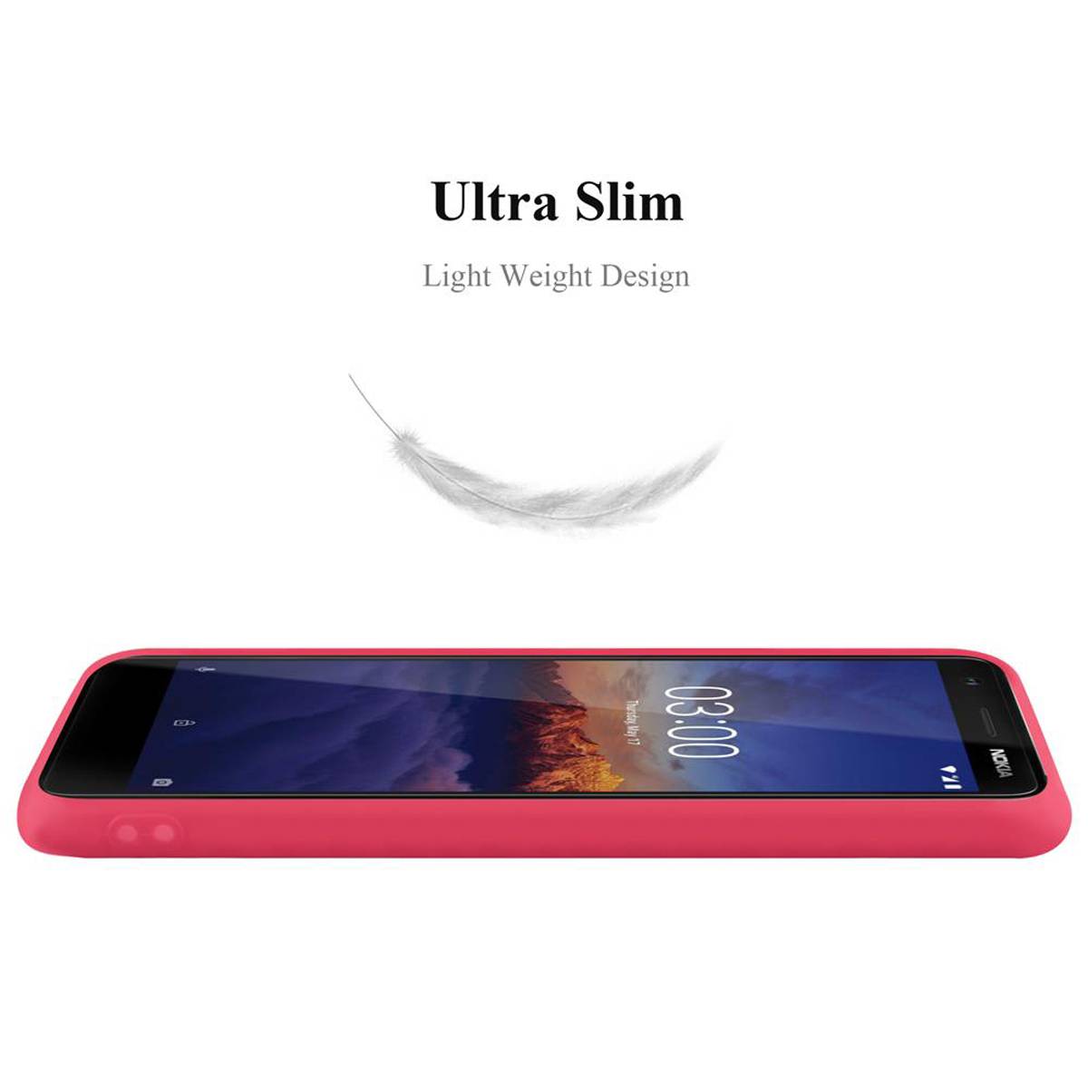 Cadorabo Hülle für Nokia 3.1 Schutzhülle in Rot Handyhülle TPU Silikon Etui Case Cover