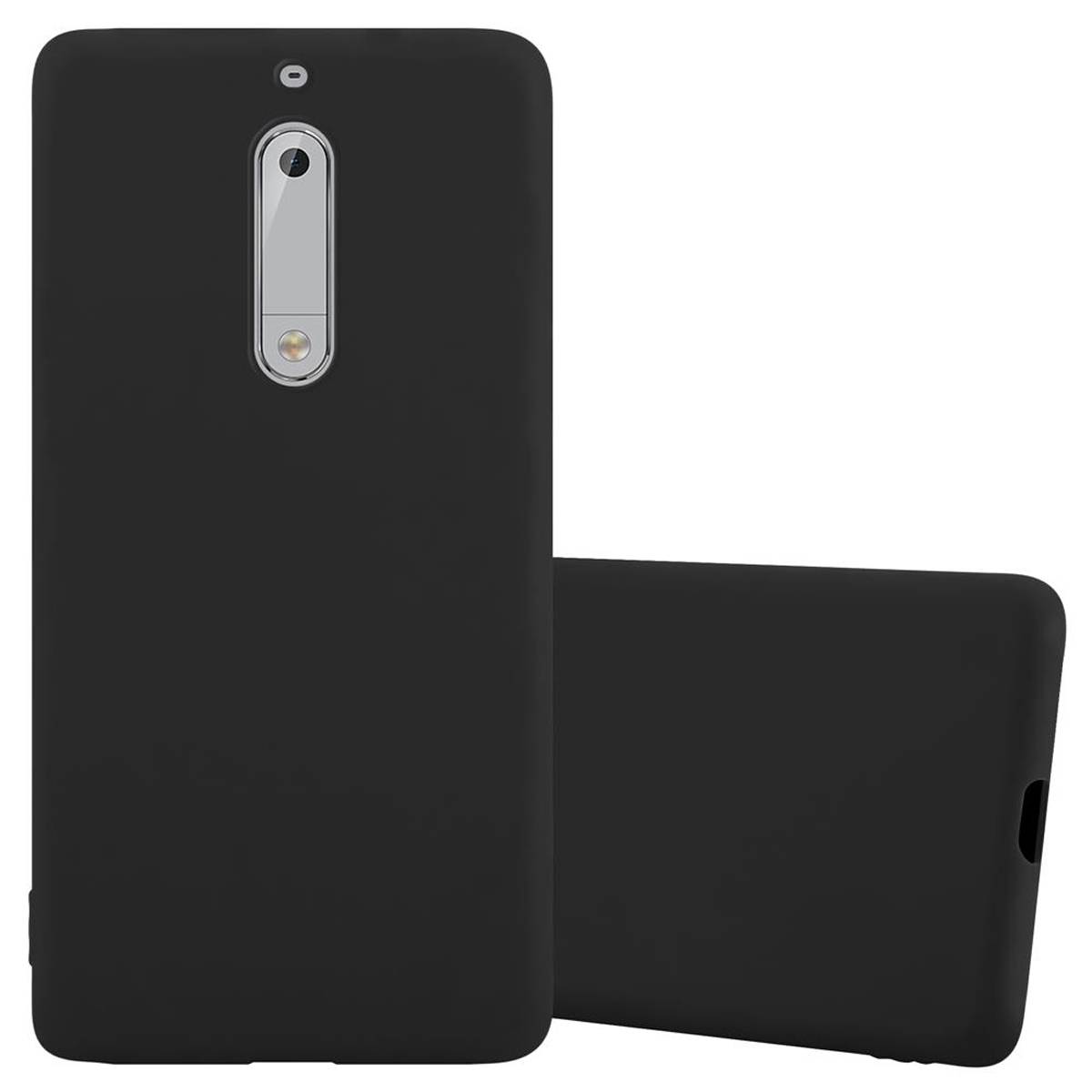 Cadorabo Hülle für Nokia 5 2017 Schutzhülle in Schwarz Handyhülle TPU Silikon Etui Case Cover