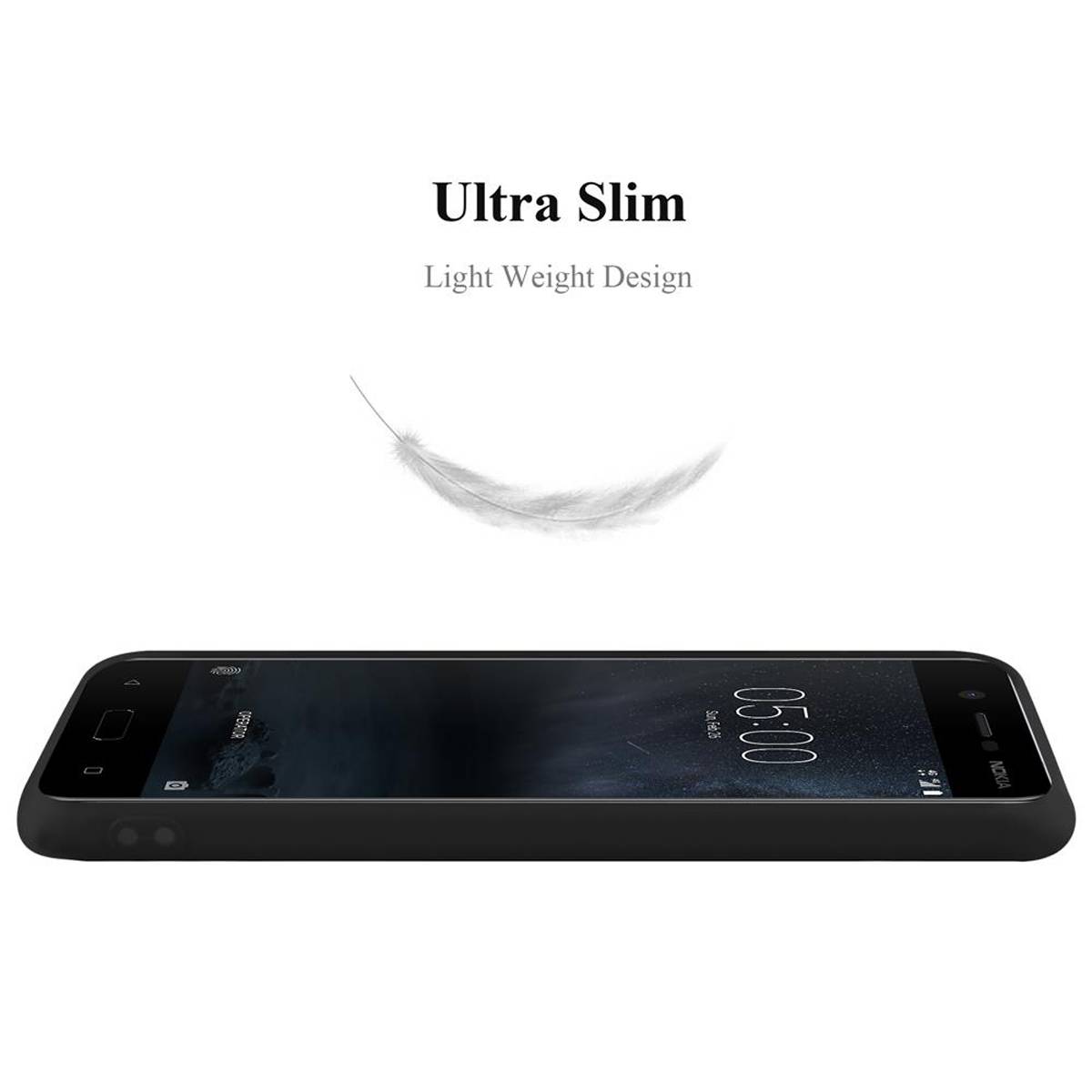 Cadorabo Hülle für Nokia 5 2017 Schutzhülle in Schwarz Handyhülle TPU Silikon Etui Case Cover