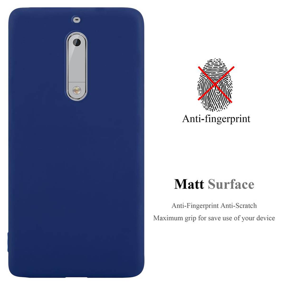 Cadorabo Hülle für Nokia 5 2017 Schutzhülle in Blau Handyhülle TPU Silikon Etui Case Cover