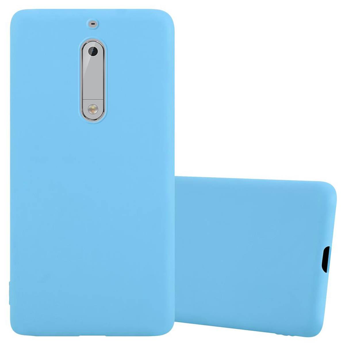 Cadorabo Hülle für Nokia 5 2017 Schutzhülle in Blau Handyhülle TPU Silikon Etui Case Cover
