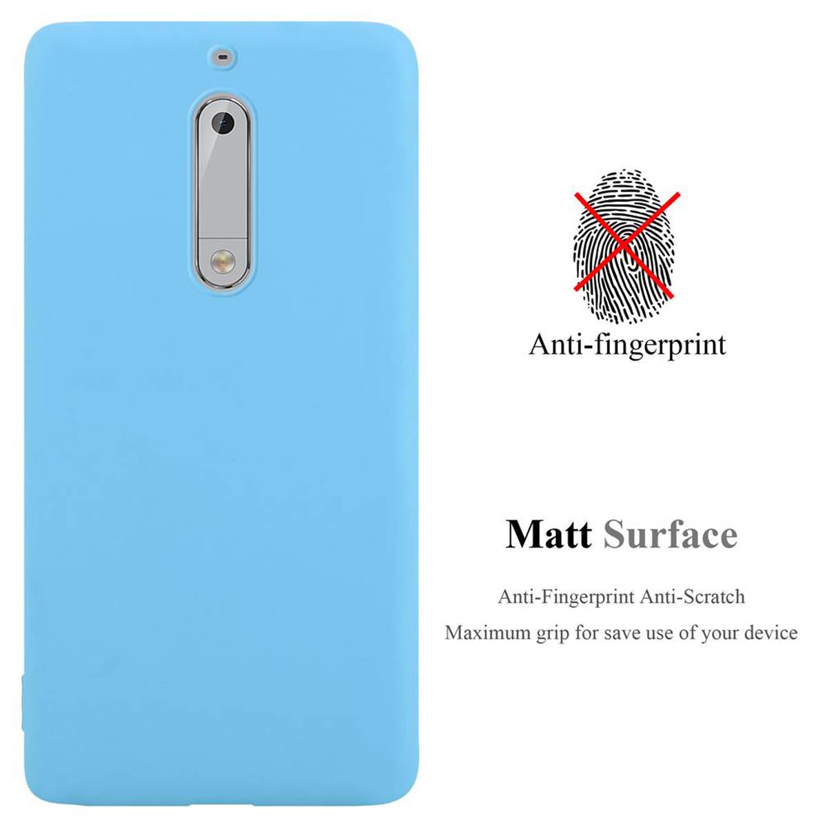 Cadorabo Hülle für Nokia 5 2017 Schutzhülle in Blau Handyhülle TPU Silikon Etui Case Cover