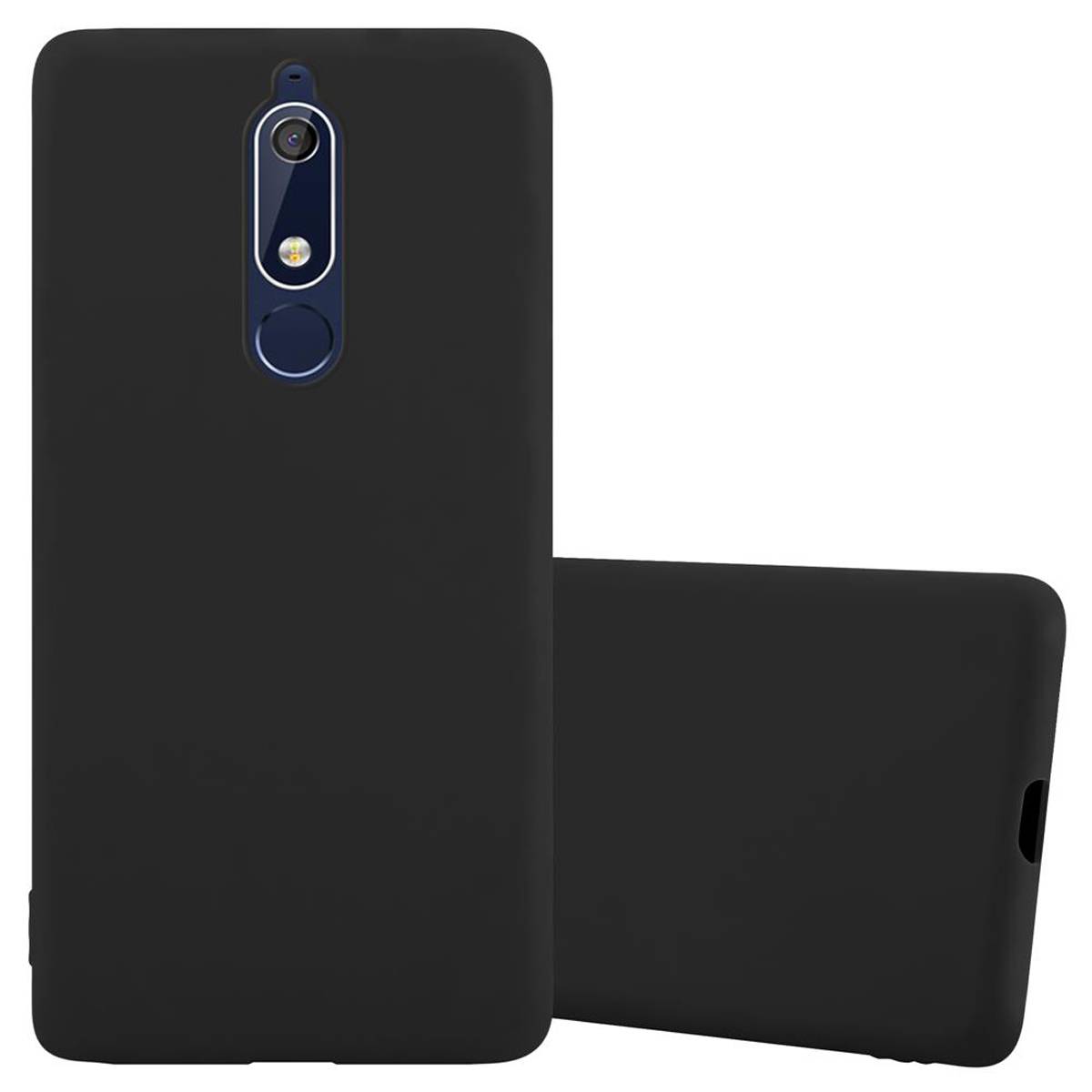 Cadorabo Hülle für Nokia 5.1 Schutzhülle in Schwarz Handyhülle TPU Silikon Etui Case Cover