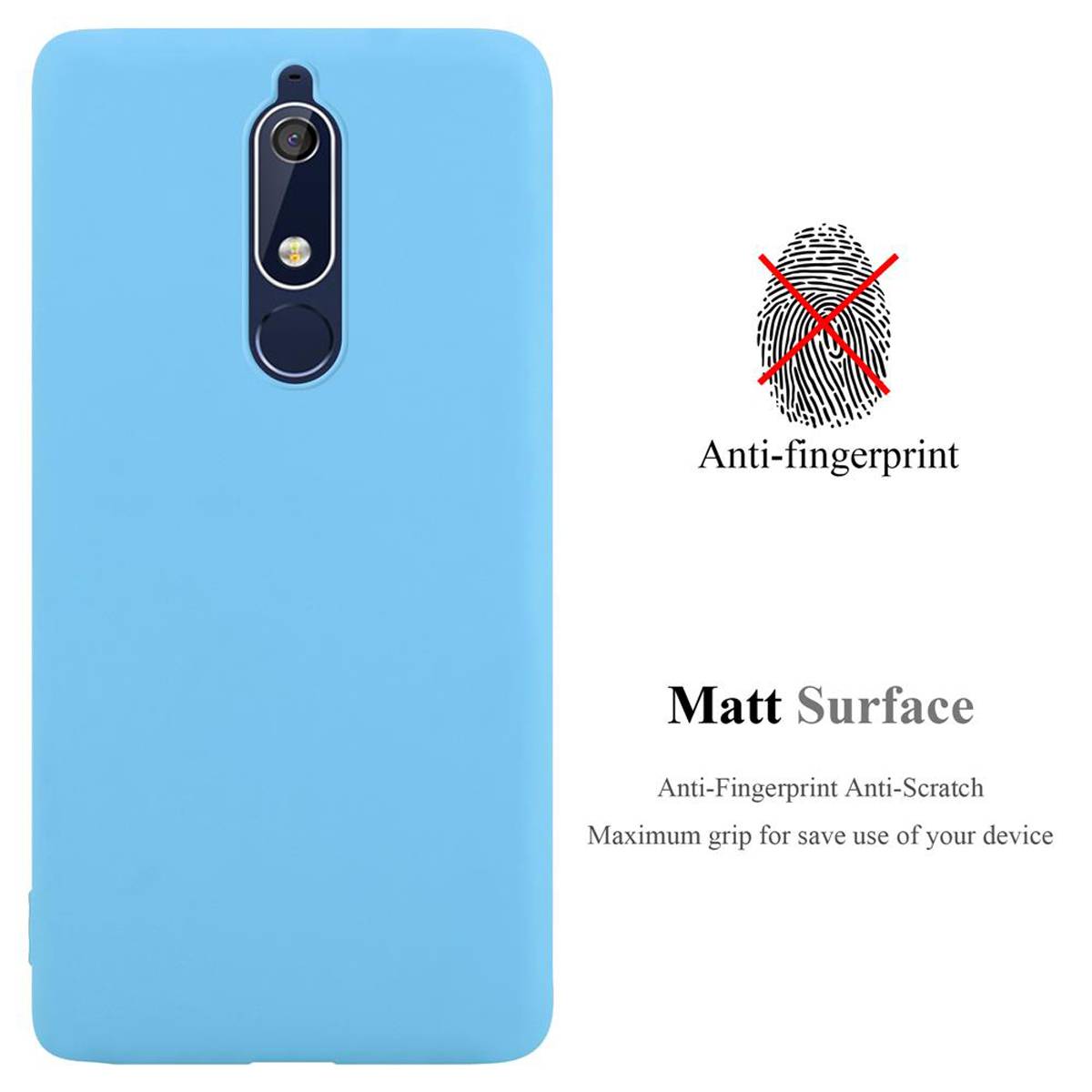 Cadorabo Hülle für Nokia 5.1 Schutzhülle in Blau Handyhülle TPU Silikon Etui Case Cover