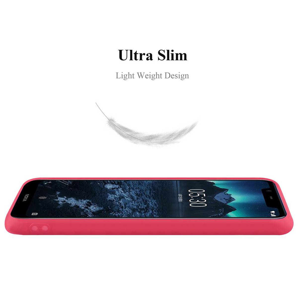 Cadorabo Hülle für Nokia 5.1 Schutzhülle in Rot Handyhülle TPU Silikon Etui Case Cover