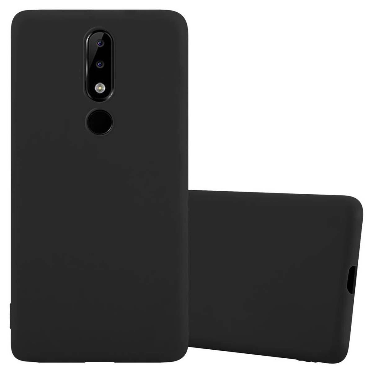Cadorabo Hülle für Nokia 5.1 PLUS / X5 Schutzhülle in Schwarz Handyhülle TPU Silikon Etui Case Cover