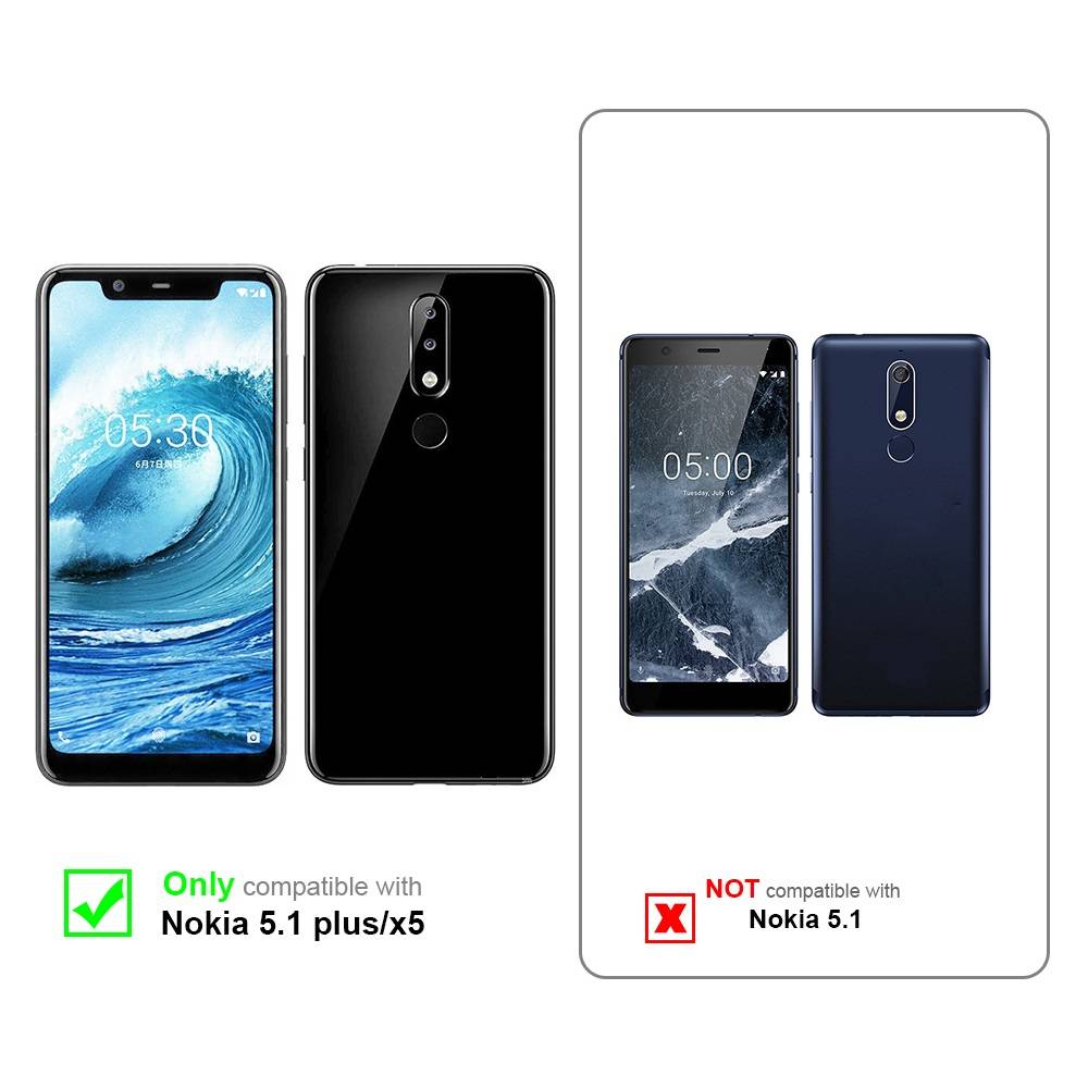 Cadorabo Hülle für Nokia 5.1 PLUS / X5 Schutzhülle in Schwarz Handyhülle TPU Silikon Etui Case Cover