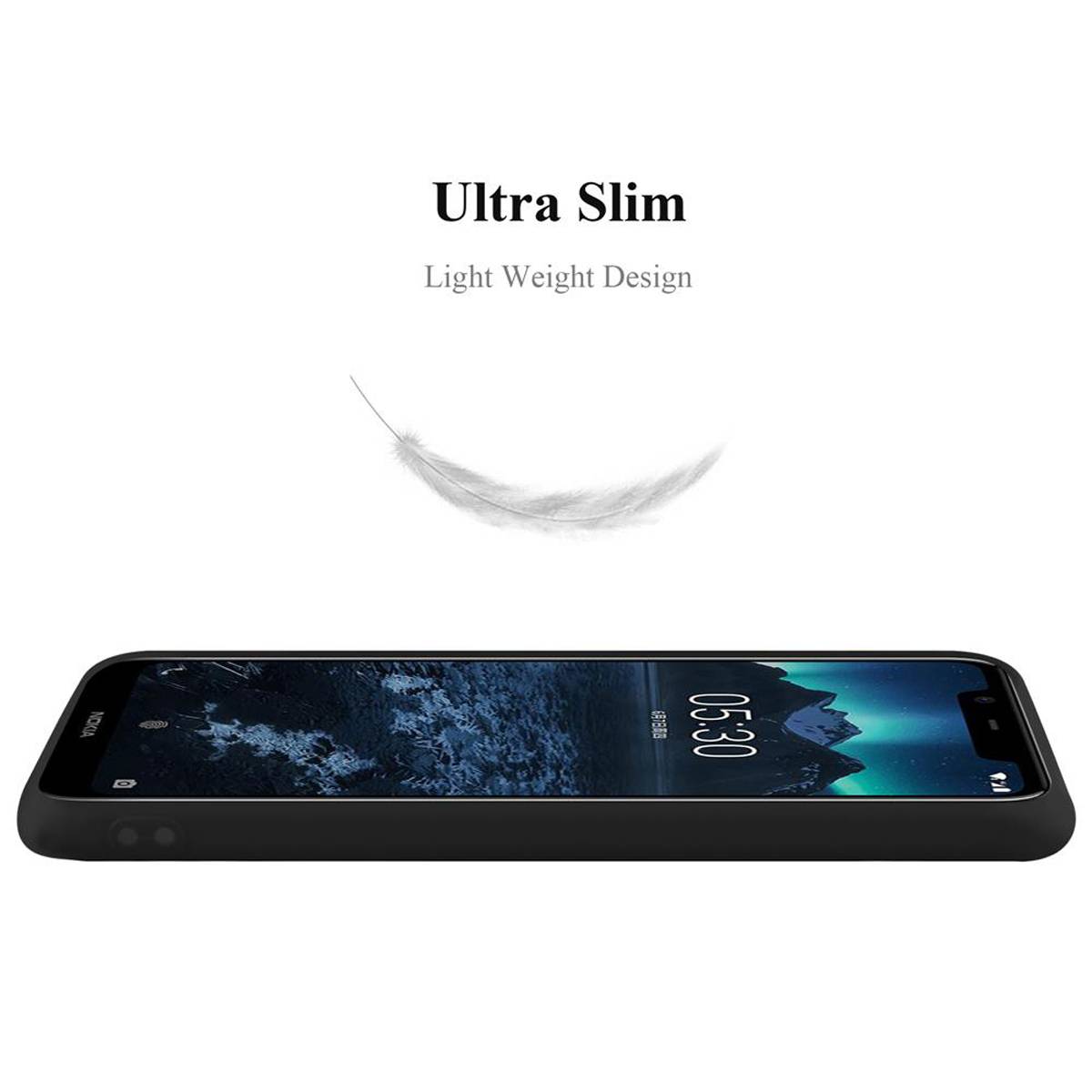 Cadorabo Hülle für Nokia 5.1 PLUS / X5 Schutzhülle in Schwarz Handyhülle TPU Silikon Etui Case Cover
