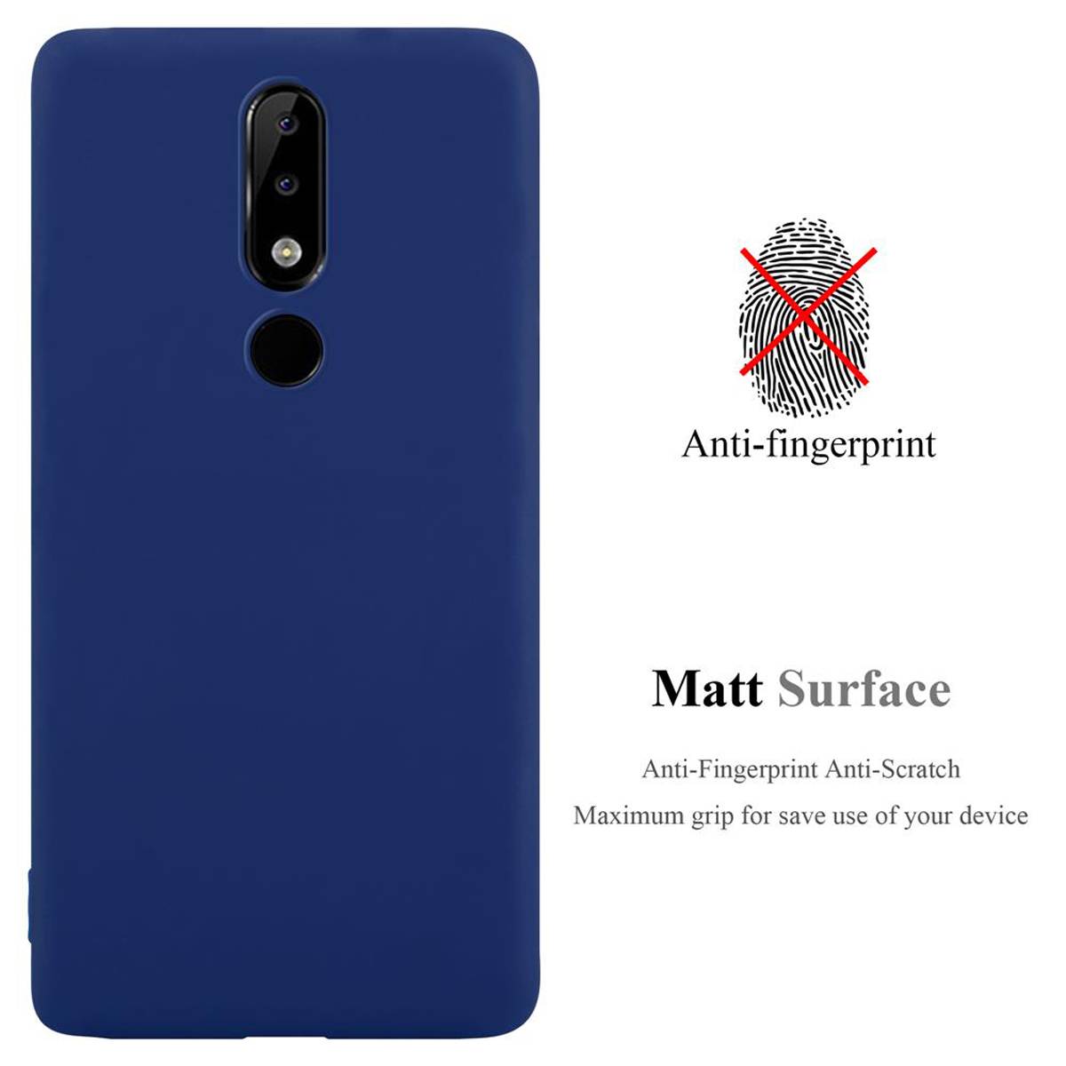 Cadorabo Hülle für Nokia 5.1 PLUS / X5 Schutzhülle in Blau Handyhülle TPU Silikon Etui Case Cover