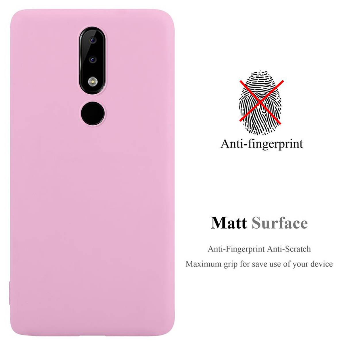 Cadorabo Hülle für Nokia 5.1 PLUS / X5 Schutzhülle in Rosa Handyhülle TPU Silikon Etui Case Cover