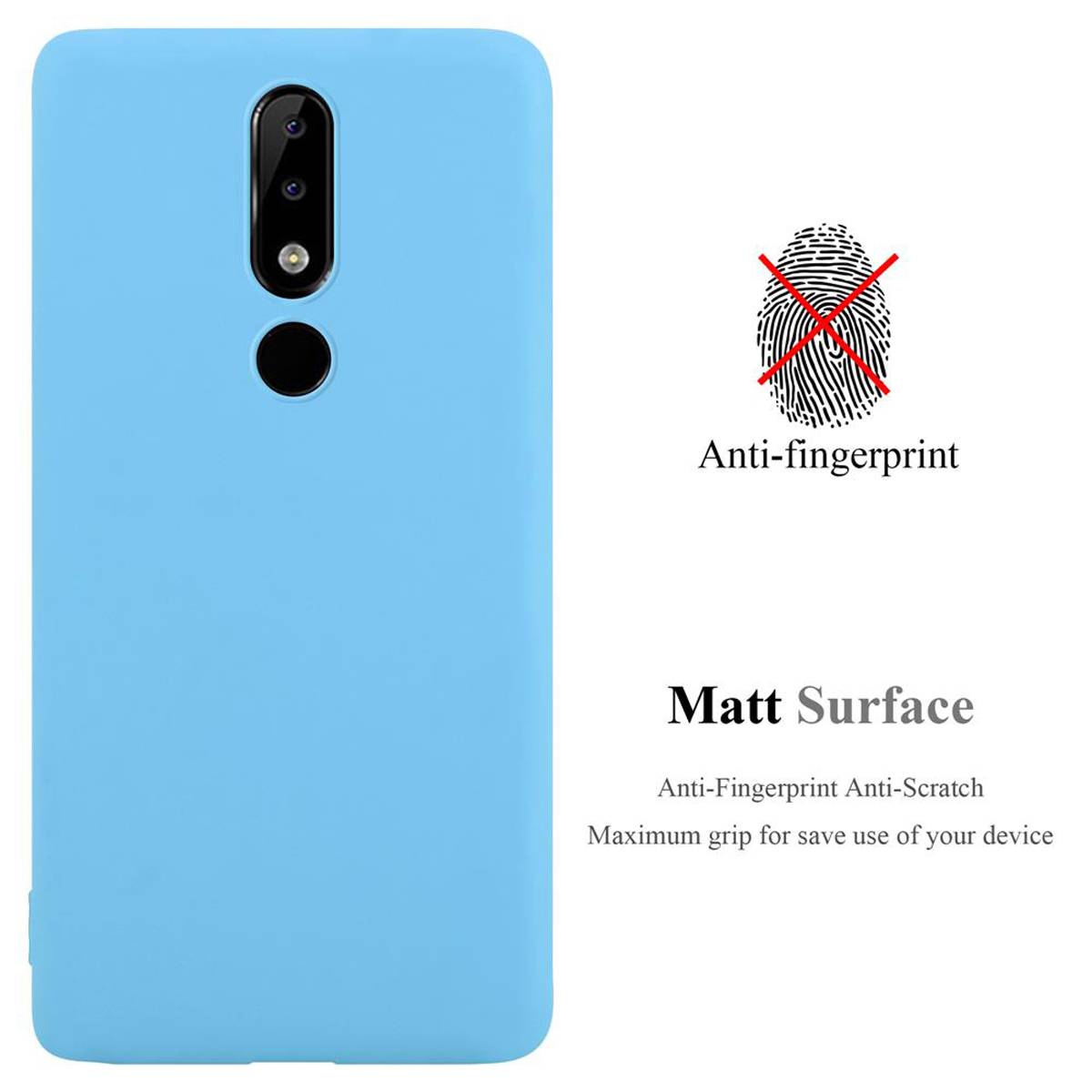 Cadorabo Hülle für Nokia 5.1 PLUS / X5 Schutzhülle in Blau Handyhülle TPU Silikon Etui Case Cover