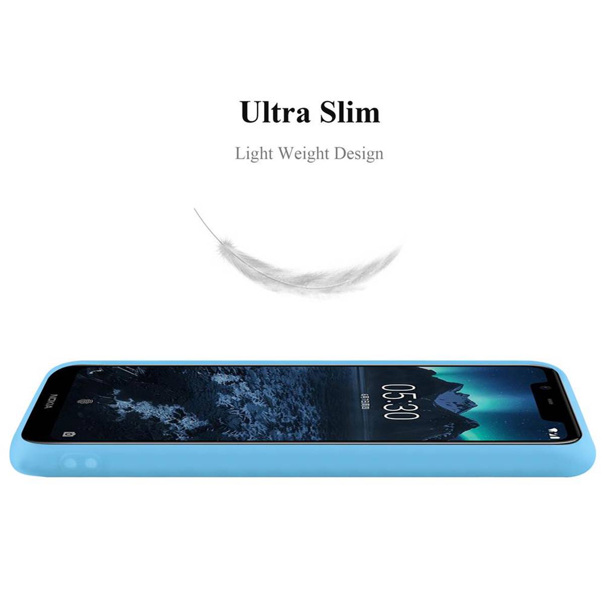 Cadorabo Hülle für Nokia 5.1 PLUS / X5 Schutzhülle in Blau Handyhülle TPU Silikon Etui Case Cover