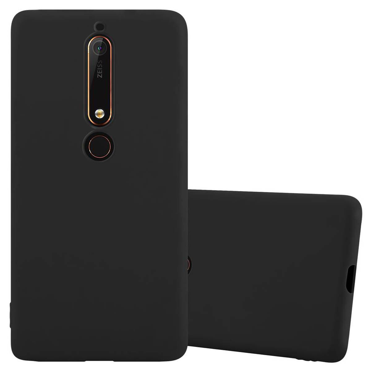 Cadorabo Hülle für Nokia 6.1 Schutzhülle in Schwarz Handyhülle TPU Silikon Etui Case Cover