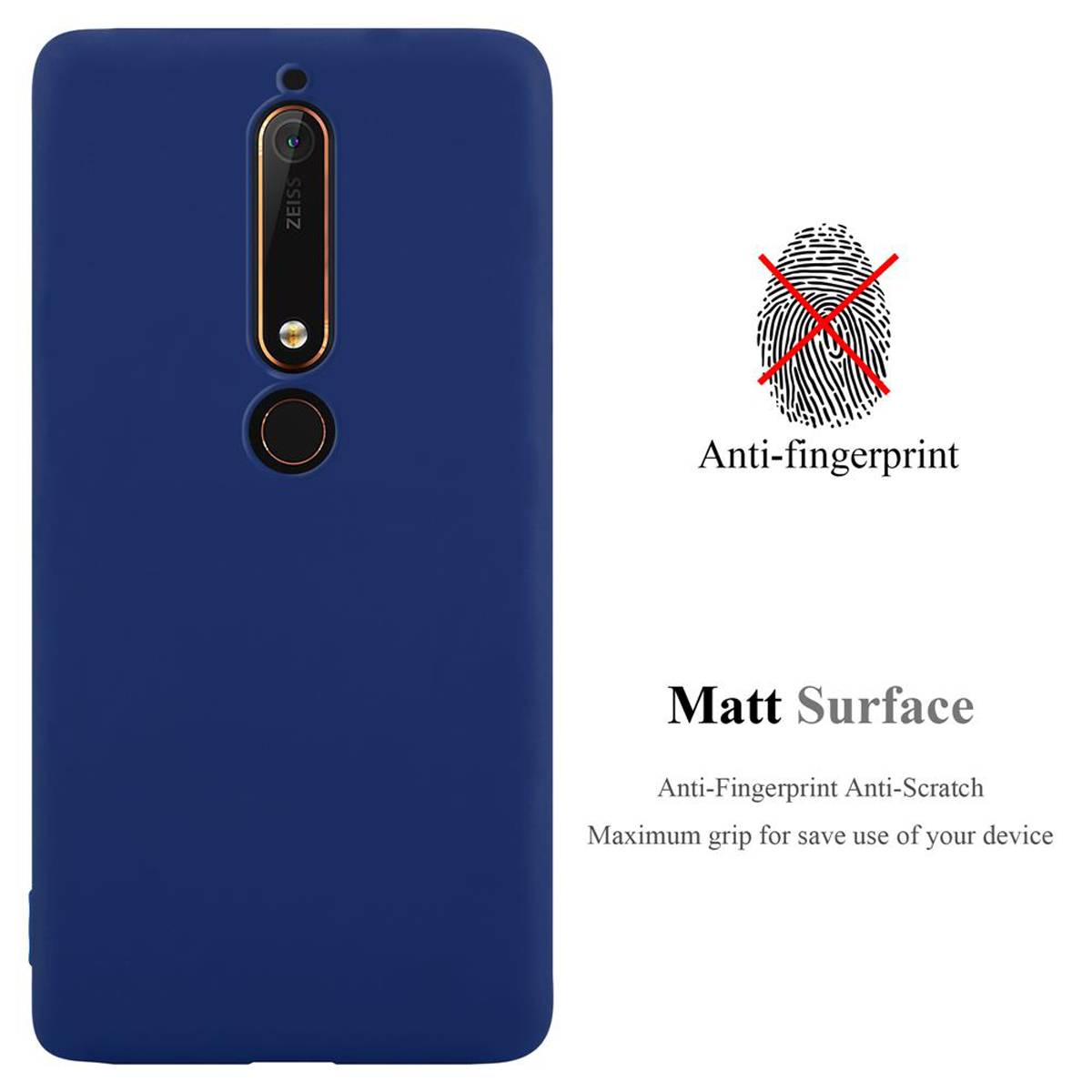 Cadorabo Hülle für Nokia 6.1 Schutzhülle in Blau Handyhülle TPU Silikon Etui Case Cover