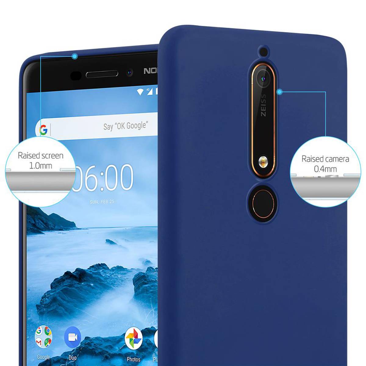 Cadorabo Hülle für Nokia 6.1 Schutzhülle in Blau Handyhülle TPU Silikon Etui Case Cover