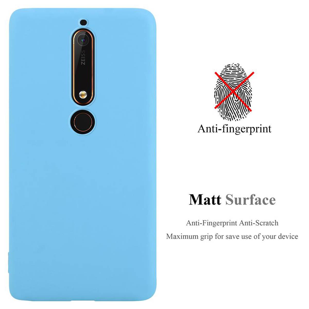 Cadorabo Hülle für Nokia 6.1 Schutzhülle in Blau Handyhülle TPU Silikon Etui Case Cover