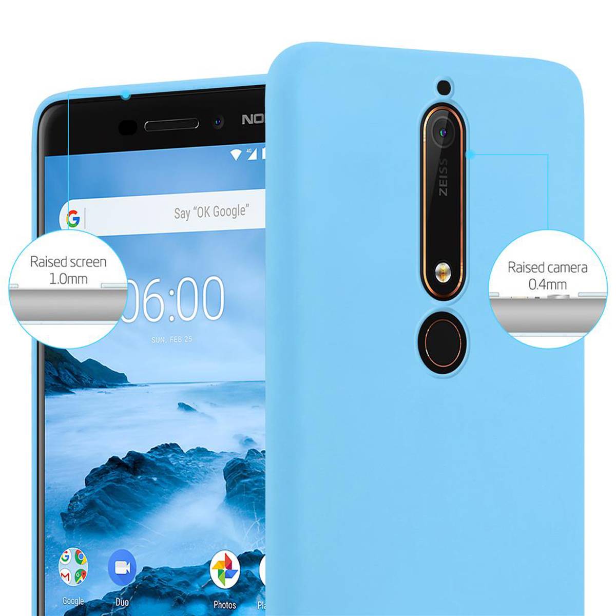 Cadorabo Hülle für Nokia 6.1 Schutzhülle in Blau Handyhülle TPU Silikon Etui Case Cover