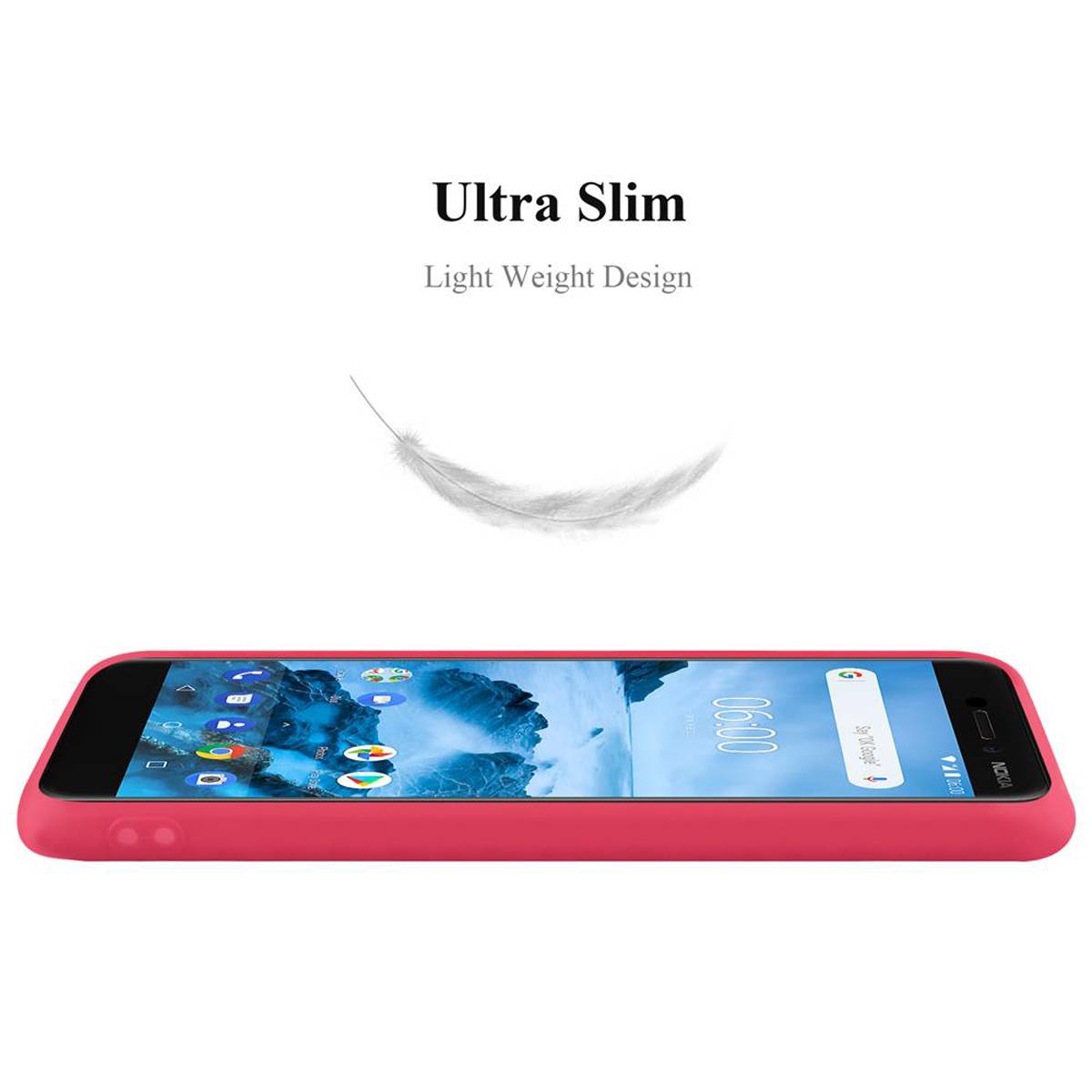 Cadorabo Hülle für Nokia 6.1 Schutzhülle in Rot Handyhülle TPU Silikon Etui Case Cover