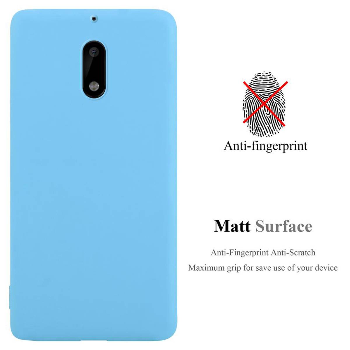 Cadorabo Hülle für Nokia 6 2017 Schutzhülle in Blau Handyhülle TPU Silikon Etui Case Cover