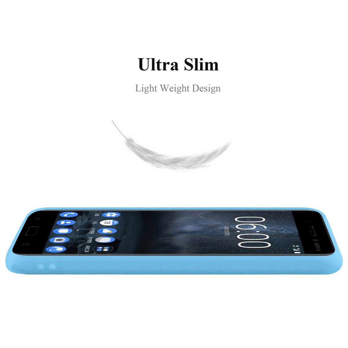Cadorabo Hülle für Nokia 6 2017 Schutzhülle in Blau Handyhülle TPU Silikon Etui Case Cover