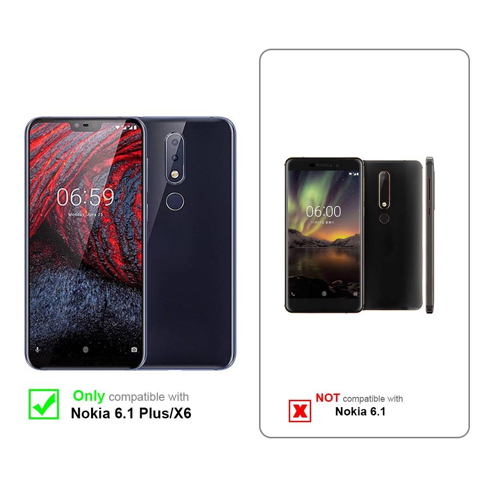 Cadorabo Hülle für Nokia 6.1 PLUS / X6 Schutzhülle in Schwarz Handyhülle TPU Silikon Etui Case Cover