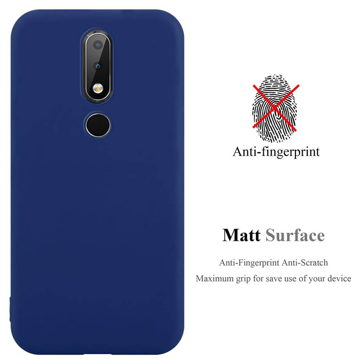 Cadorabo Hülle für Nokia 6.1 PLUS / X6 Schutzhülle in Blau Handyhülle TPU Silikon Etui Case Cover